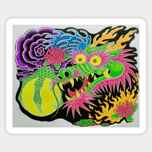 Neon Dragon With 4 Elements Original Sticker